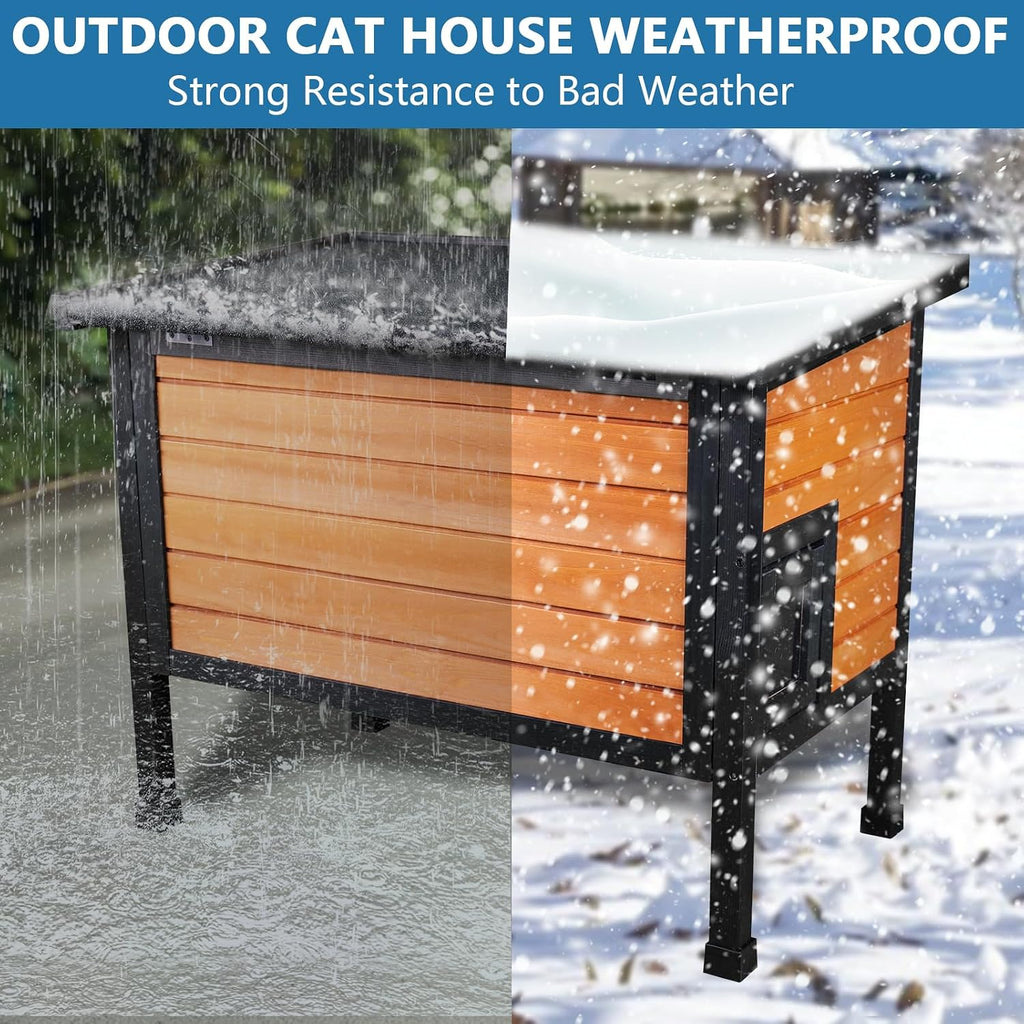 Outdoor Insulated Cat House Feral Cat Enclosure Cat Shelter Weatherproof