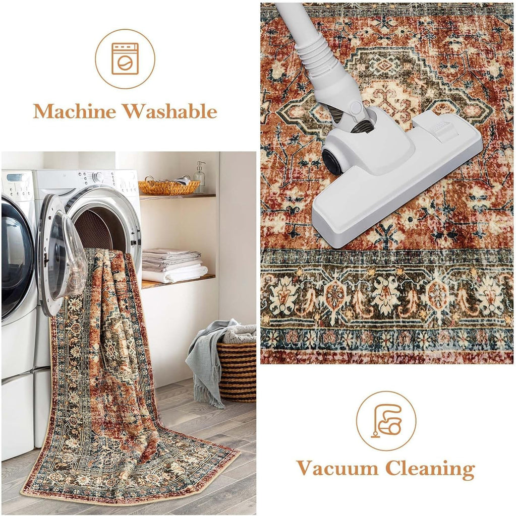 Oriental Hallway Runner Rug Non Slip, 2.5x8 Kitchen Washable Runner Soft Hallway Rug, Traditional Ul