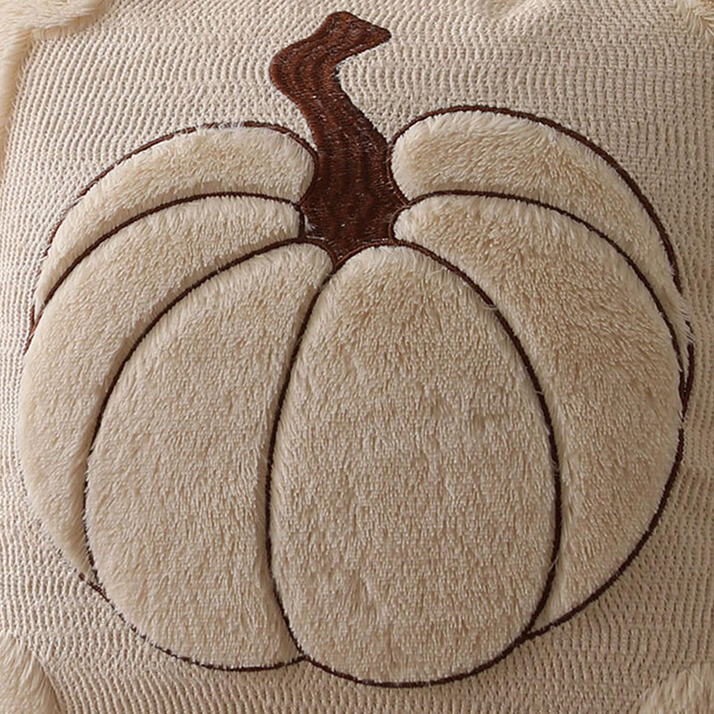 Fall Pillow Covers 18x18 2 Pack Beige Pumpkin Home Decor PT010A18 - Set of 2