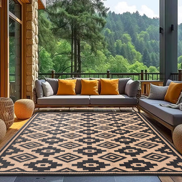 9x12 ft Outdoor Rug, Modern Waterproof Area Rug