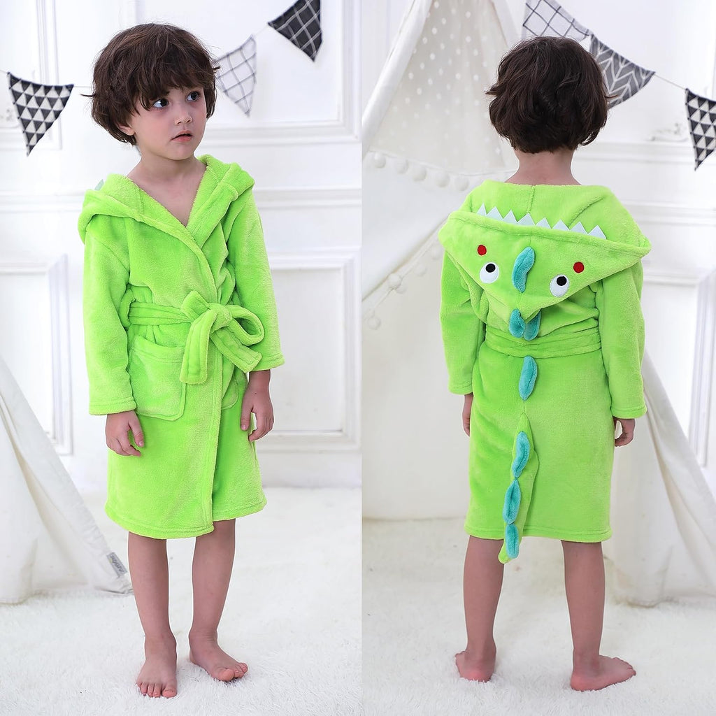 Boys' Girls' Hooded Bathrobe Soft Animal Plush Robe Kids Sleepwear