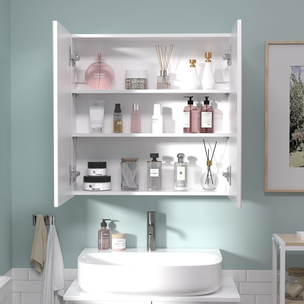24x24 inch Bathroom Wall Cabinet, Saver Storage Cabinet, Medicine Cabinet with 2 Door and Adjustable Shelves