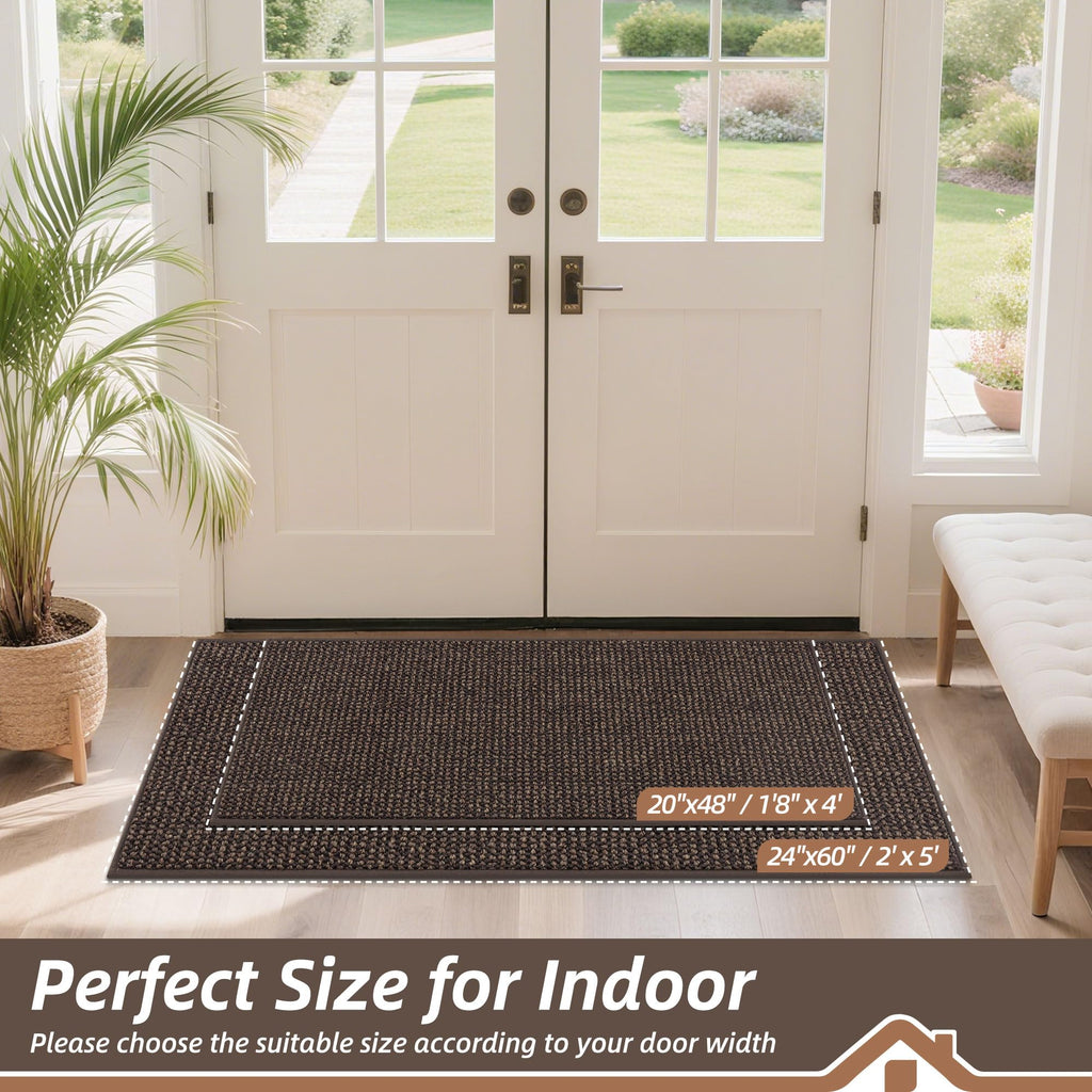 Dirt Trapper Door Mat 20" x 48", Non-Slip Washable Doormats, Mocha