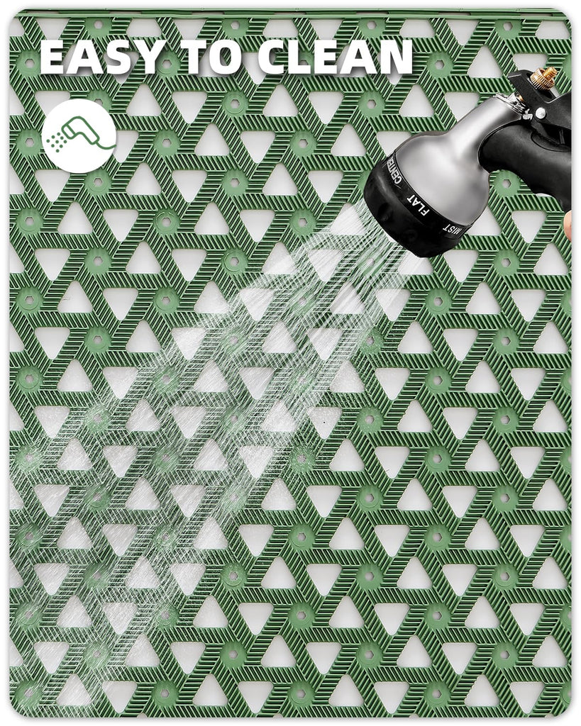 Door Mat Outside Entrance with Drainage, 24"X36" Green