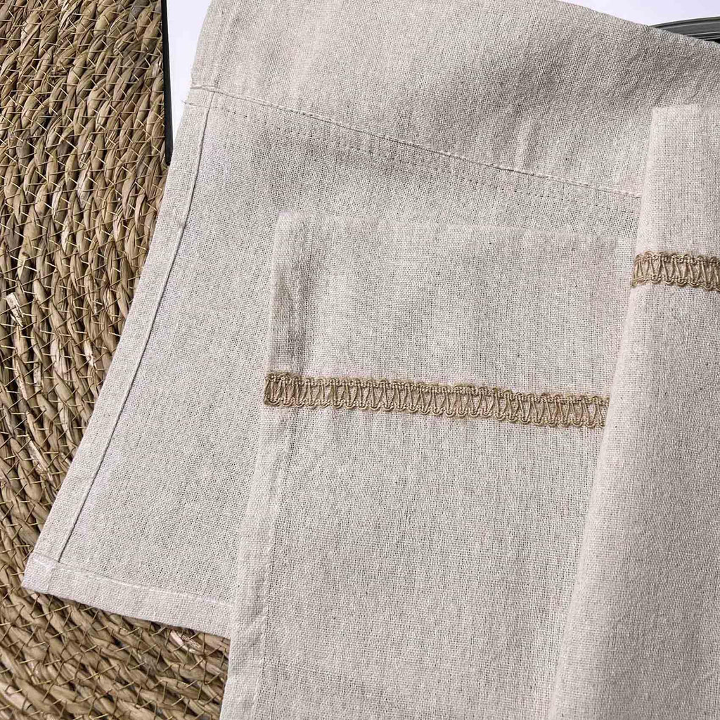 2 Pack Cotton Linen Valance with Burlap Lace Trim 12 inch Length