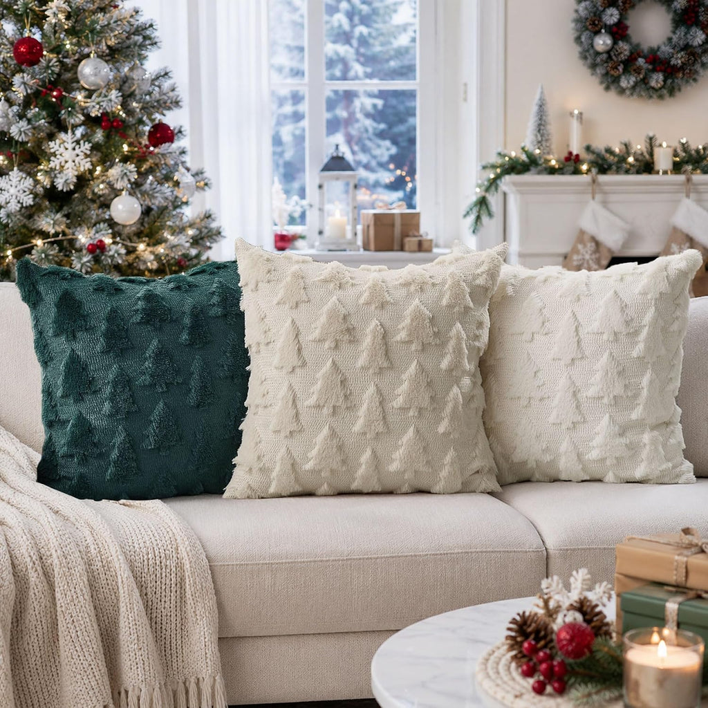 Christmas Tree Pillow Covers 18x18 Christmas Decor Green - Set of 2