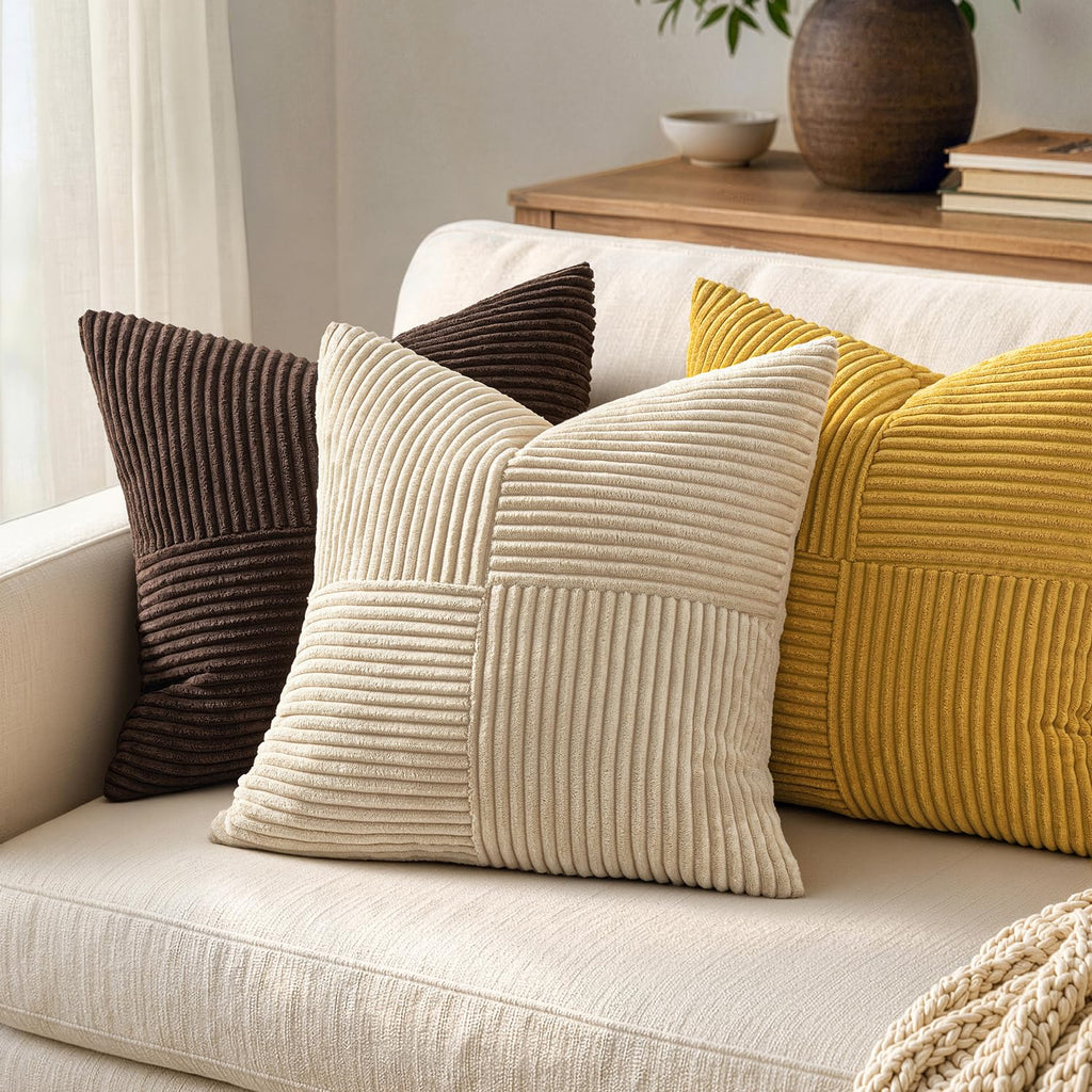 Mustard Yellow Decorative Throw Pillow Covers for Couch 18x18 Inch