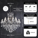 24-Light 50" Crystal Chandeliers Large Foyer Chandelier for High Ceilings, Black Staircase Chandeliers Big Entryway Maria Theresa Chandelier Living Room Light Fixture for Stairway, Entry A109-B0F8B8M6NH