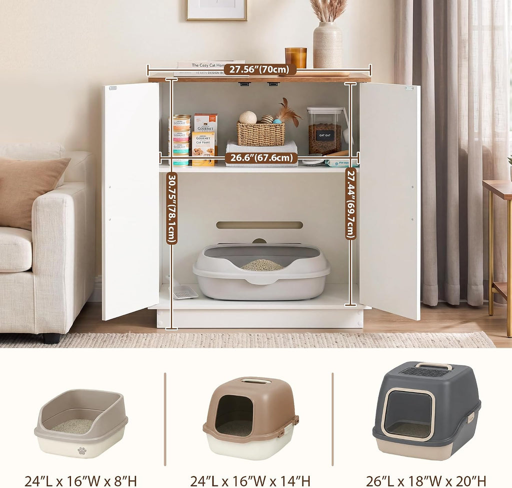 Litter Box Enclosure, 30.9'' High Large Litter Box Furniture, Modern Cat Litter Box Enclosurewith Hidden Storage