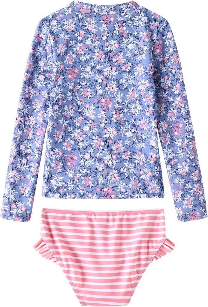 Toddler and Little Girls Rash Guard Sets with Bikini Bottom Swimwear