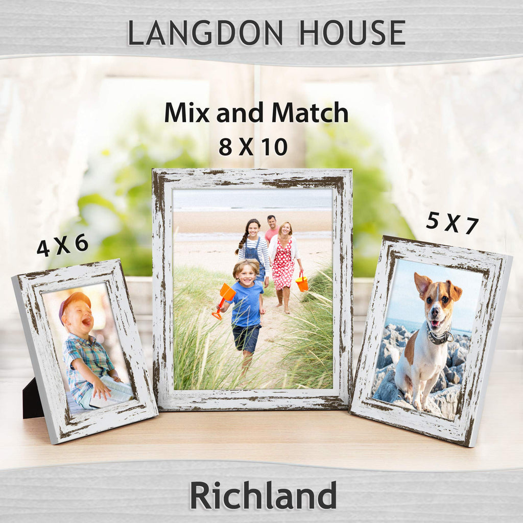 8x10 Picture Frames (Distressed White, 6 Pack) Farmhouse Style, Richland Collection