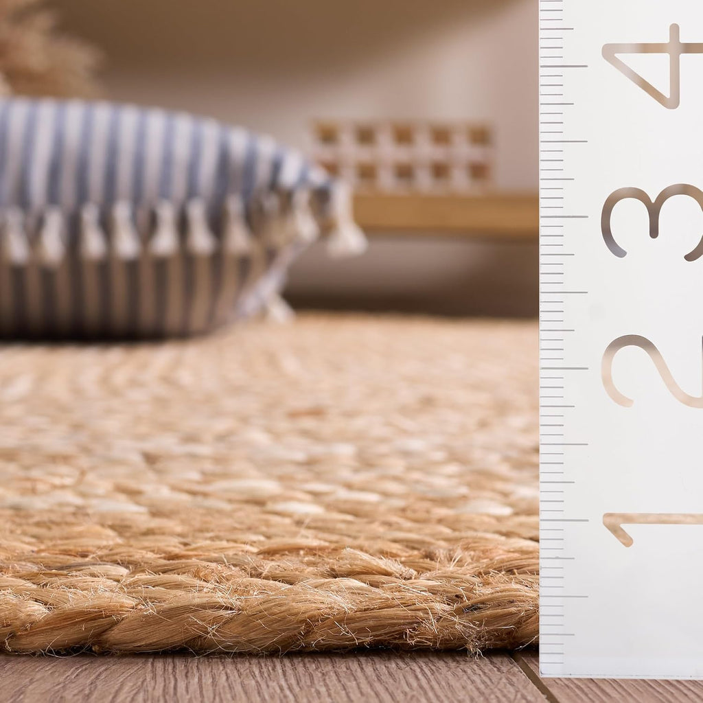 Natural Fiber Collection Area Rug - 6' x 9', Natural & Ivory, Handmade Farmhouse Boho Coastal Rustic Jute, Ideal for