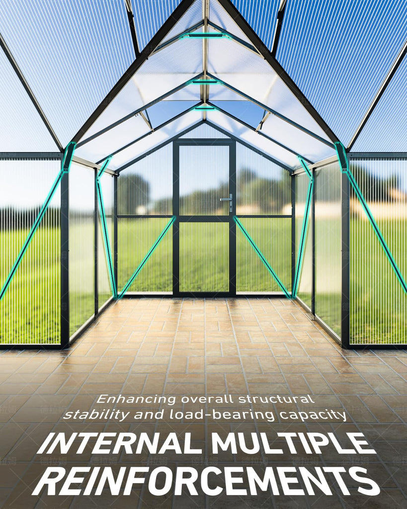 12x12 FT T-Shape Greenhouses, Polycarbonate Green House with UV Protection