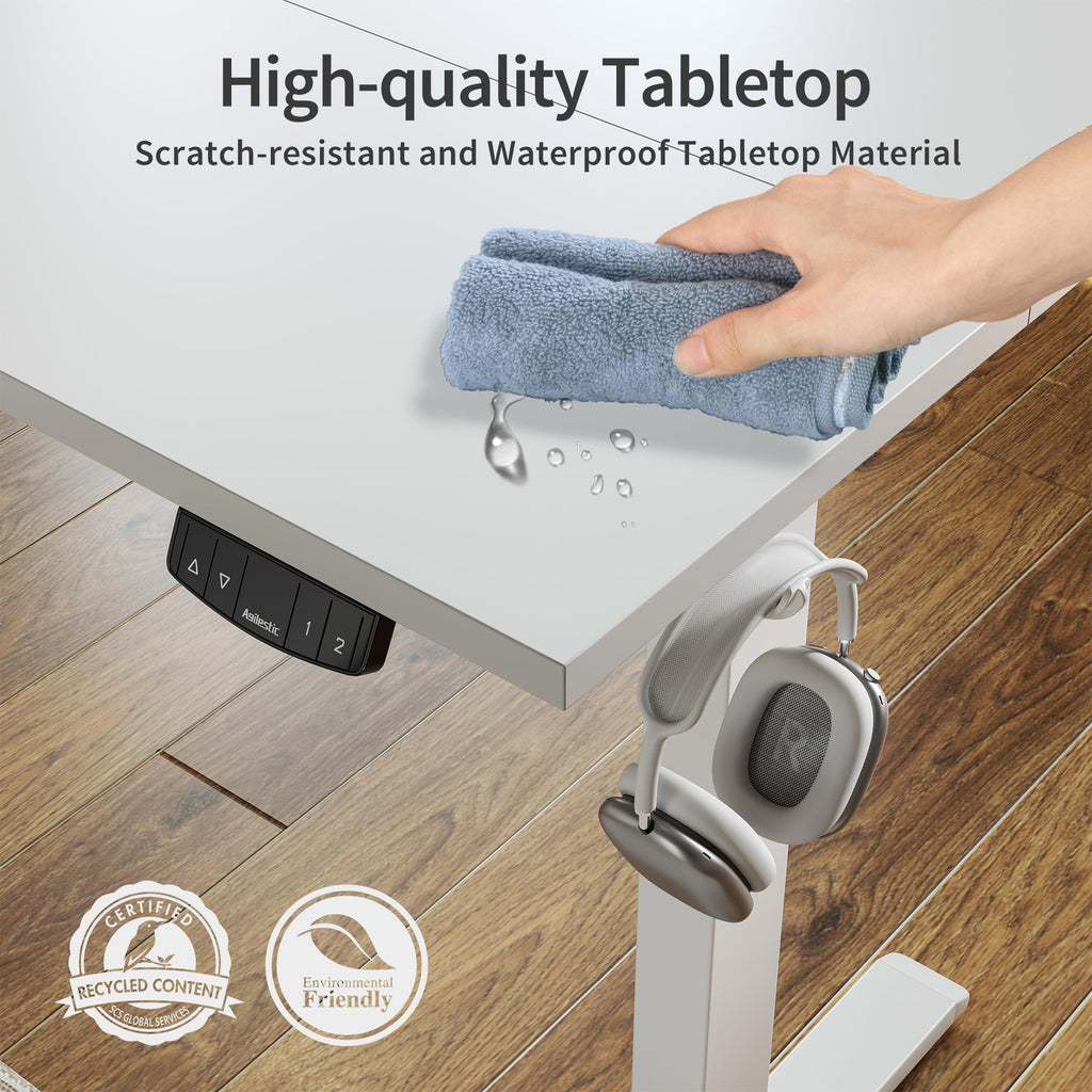 48 * 24 Inch Height Adjustable Electric Standing Desk, White