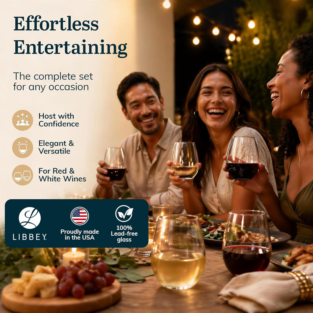 Stemless Wine Glasses Set of 12, Dishwasher Safe Set Of Wine Glasses, Perfect for Cocktails, Water, and Outdoor