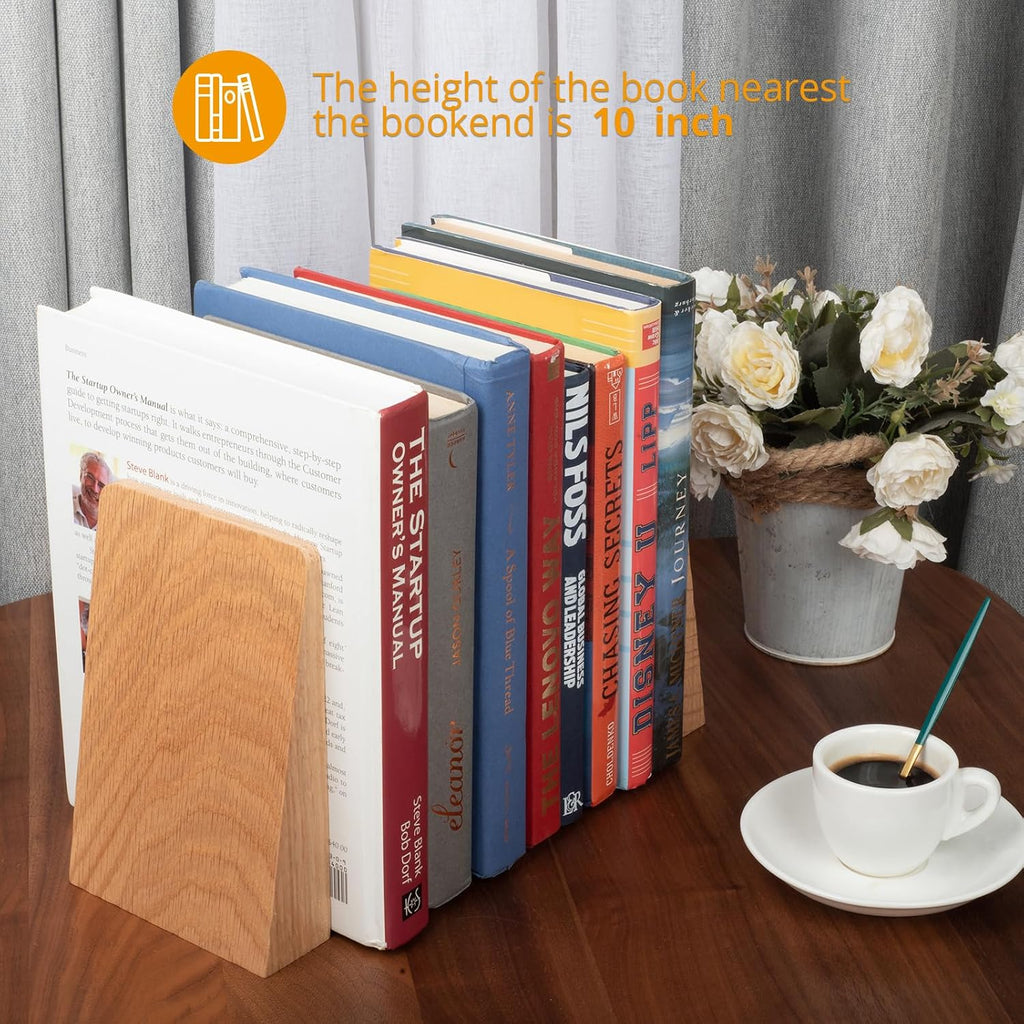 Red Oak Book Ends Heavy Duty Handmade Book Ends for Shelves Decorative Bookends to Hold Heavy Books (Red Oak Large)