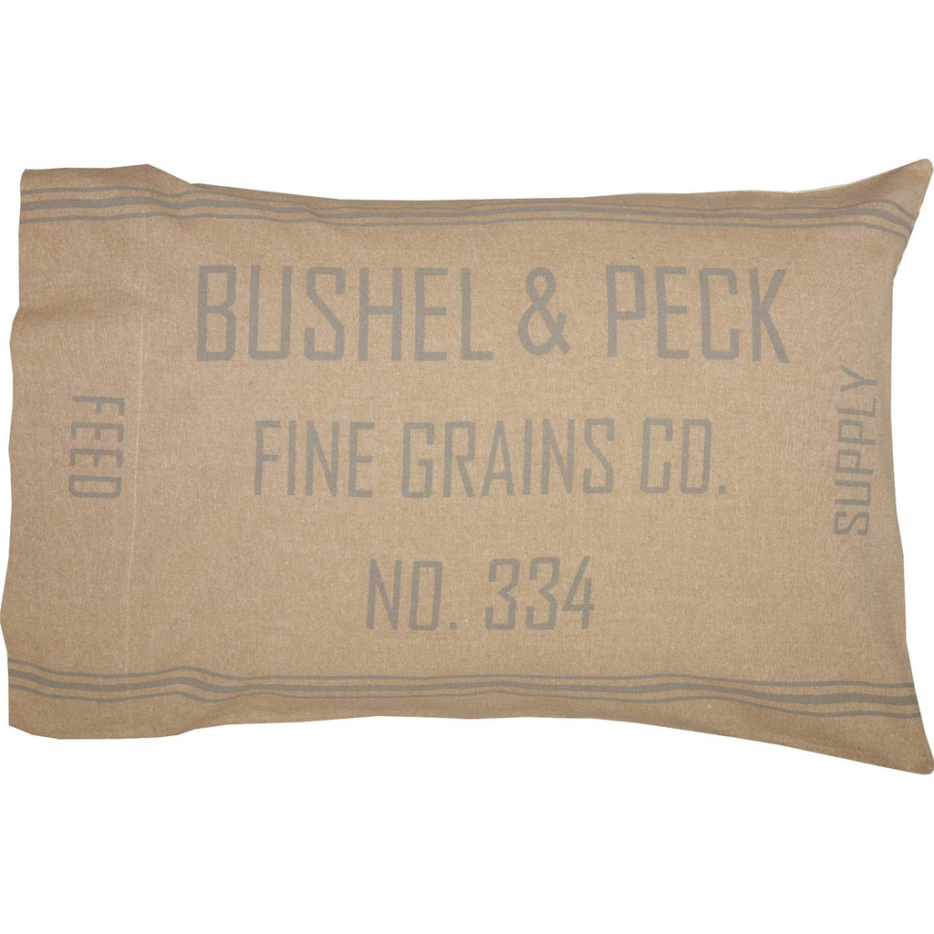 Grace Pillow Case Set Standard Size Cotton Farmhouse Vintage Grain Sack Style Reversible 21x30 Bedding Accessory