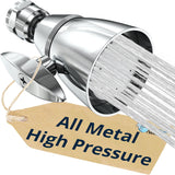 Solid Metal 2 Inch High Pressure Shower Heads - CHROME - 2.5 GPM Shower Heads High Pressure