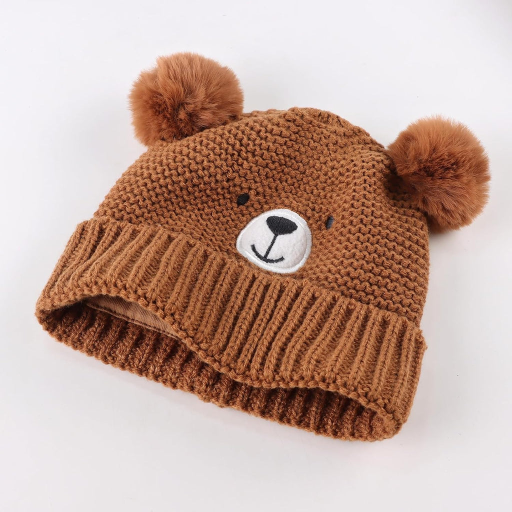 Cute Bear Baby Beanie Pompom Baby Boy Hat Winter Knit Beanie Girl