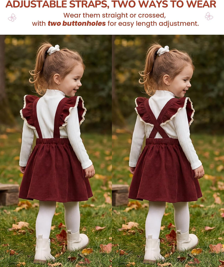 Toddler Baby Girl Corduroy Overall Dress Set Long Sleeve Fall Winter Outfit
