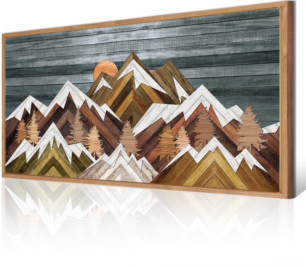 Boho Mountain Wall Art Framed Mountain Landscape Canvas Artwork Bedroom Bathroom Office 20x40 Inch