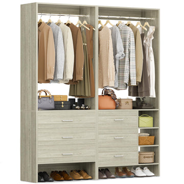 Closet System with 6 Drawers, 4.3ft, Set of 2, White Oak