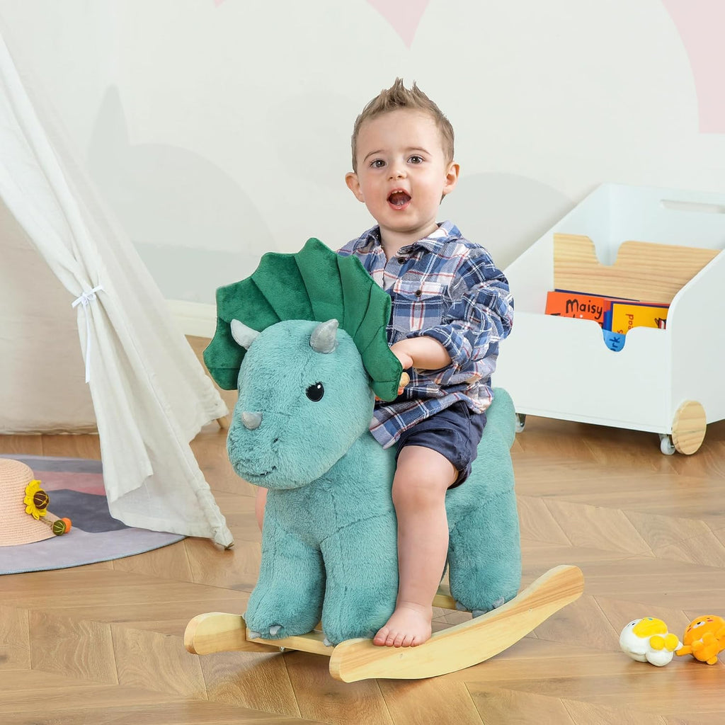 Kids Plush Ride-On Rocking Horse for Child 36-72 Months Dark Green