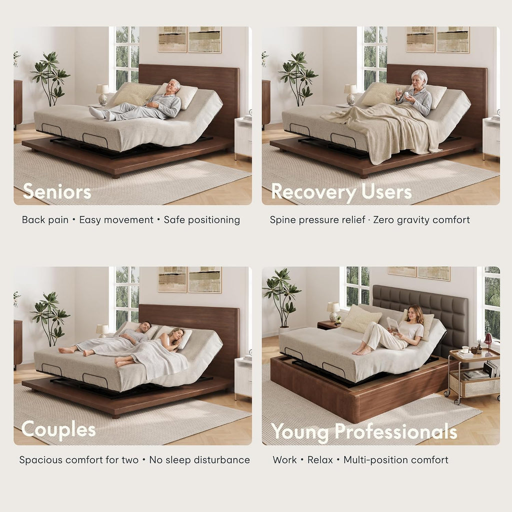 Adjustable Bed Base King Size with Bio Anti-Pinch Technology