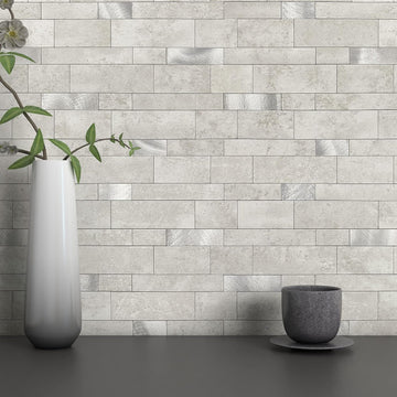Peel Stick Backsplash Kitchen Wall Cement Grey 10pcs