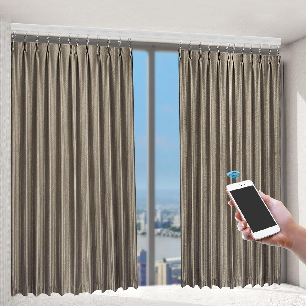 Smart Curtain Track with Remote Control, Motorized Curtain Rod Smart Electric Drape Track System 88.18lbs Capacity