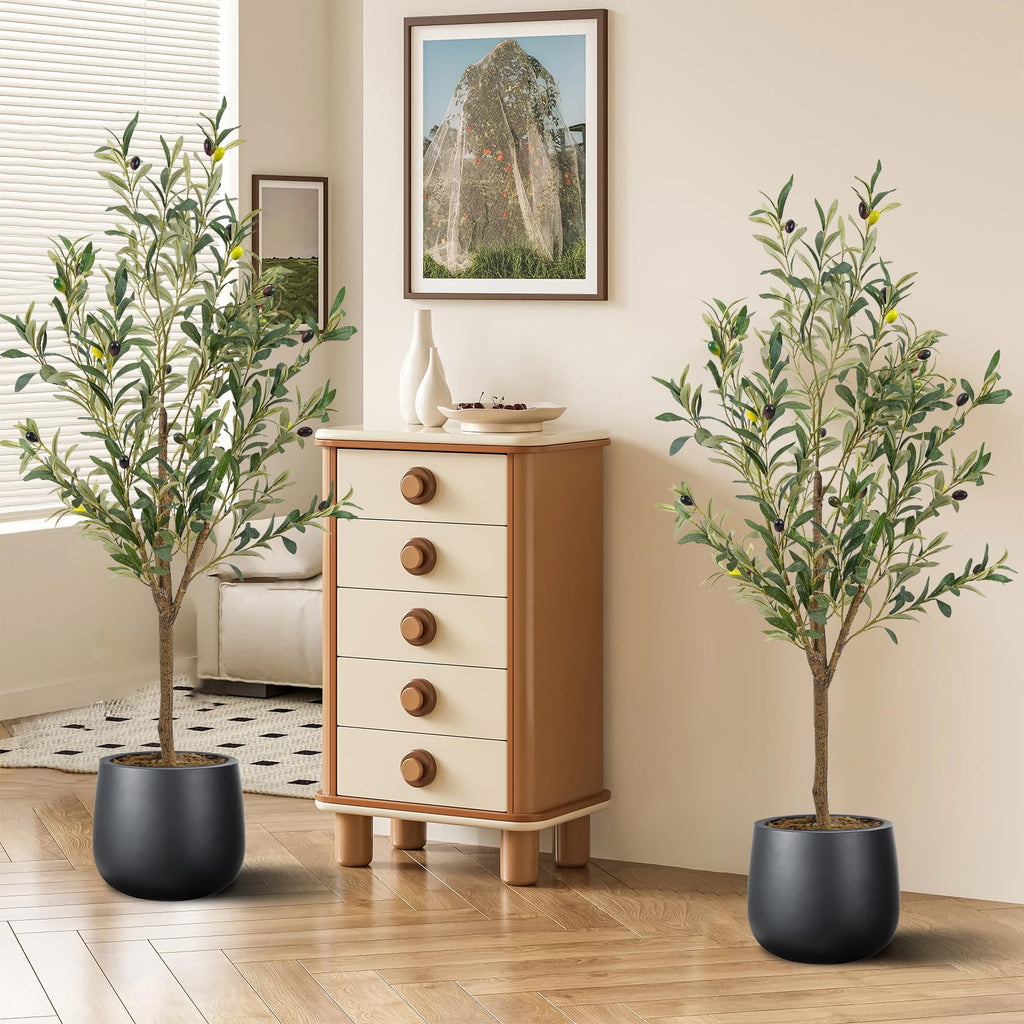 Artificial Fake Olive Tree 4FT 2Pack Faux Olive Tree Decor