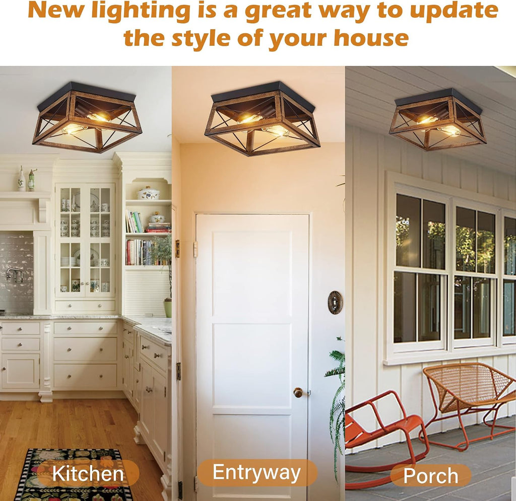 Farmhouse Flush Mount Ceiling Light Fixture, Outdoor Porch Ceiling Lights