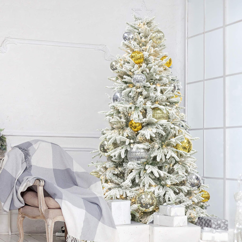 Christmas Ball Ornaments Champagne 6-Inch Set of 4 Extra Large Hanging Tree Ball Ornament Decorations Super Large
