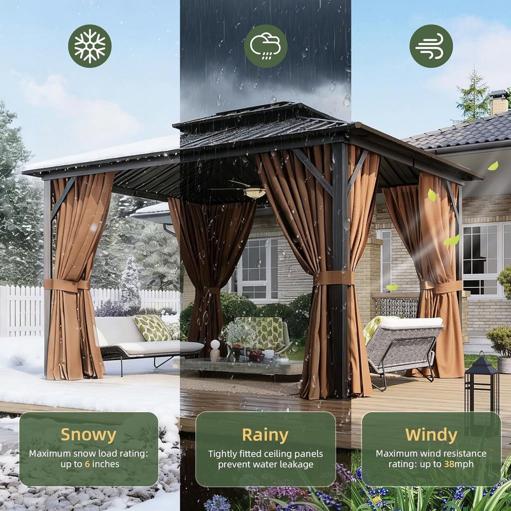 10’x12’ Hardtop Gazebo, Permanent Metal Pavilion with Galvan - Image 7