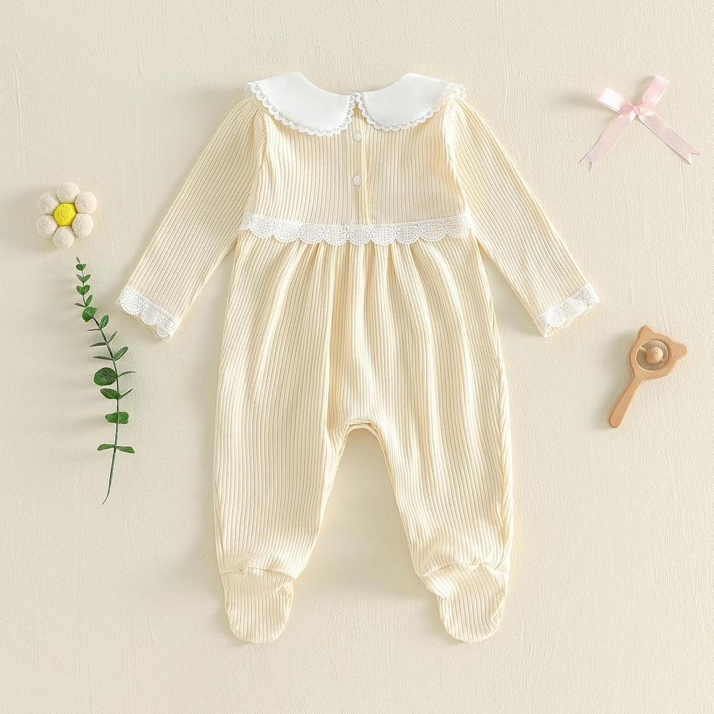 Newborn Coming Home Outfit Footed Romper Baby Girl Fall Clothes