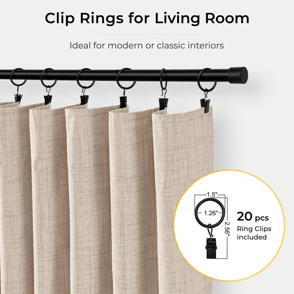 100% Blackout Curtains Oatmeal Linen Look Curtains 84 Inch Long