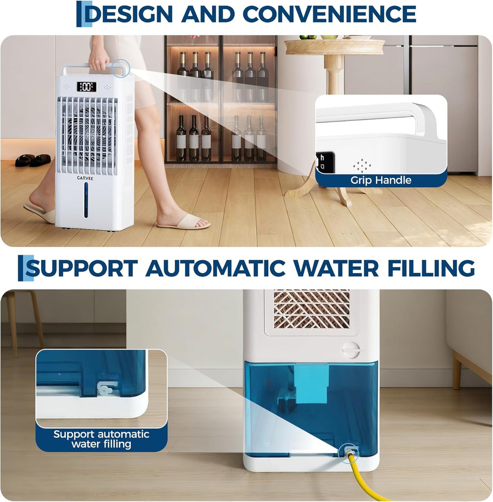 2.6 GAL Swamp Cooler with Touch & Remote Control, 3 Modes & 6 Speeds, 3-in