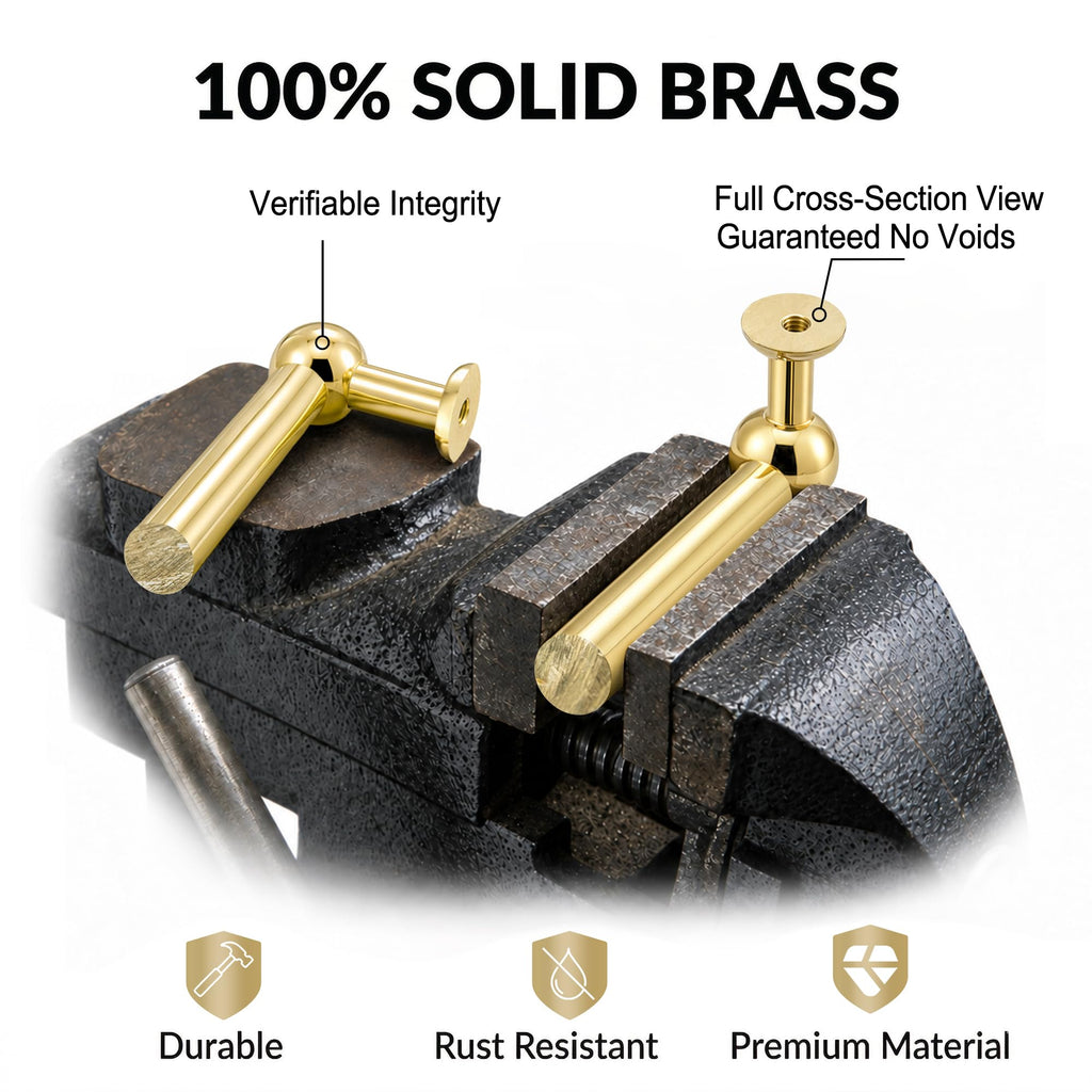 Unlacquered Brass Cabinet Pulls, 3" Hole Center Solid Brass