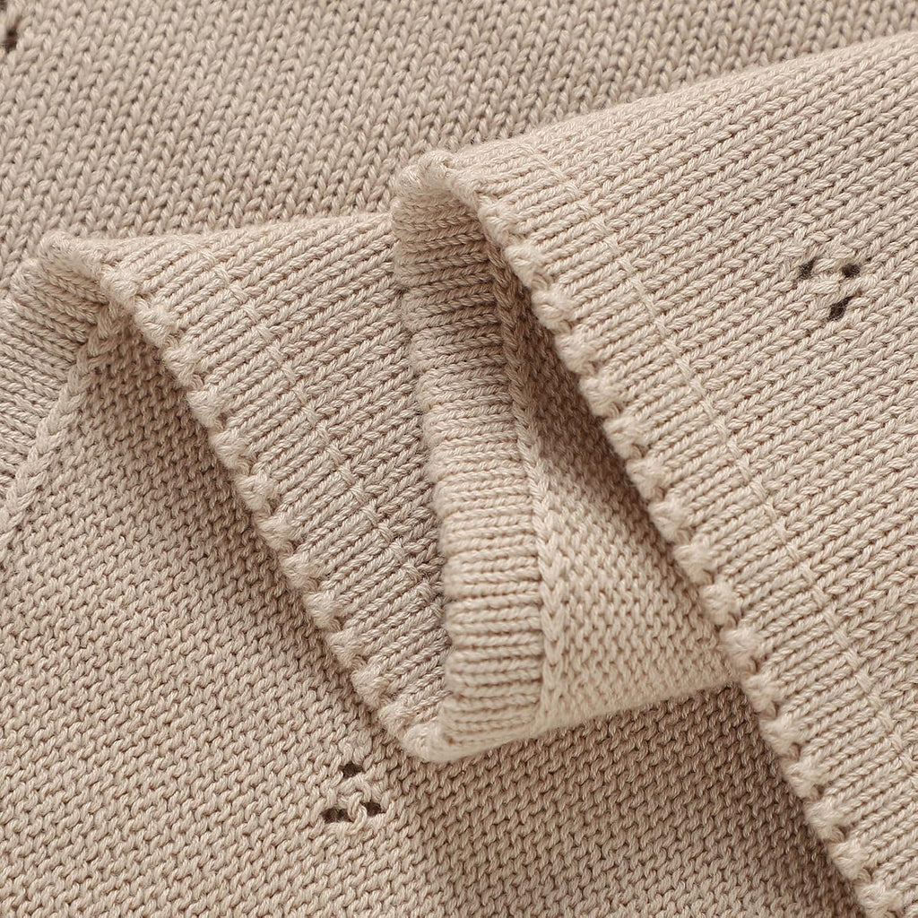 Organic Cotton Baby Blanket Neutral Knitted Soft Crib Blankets