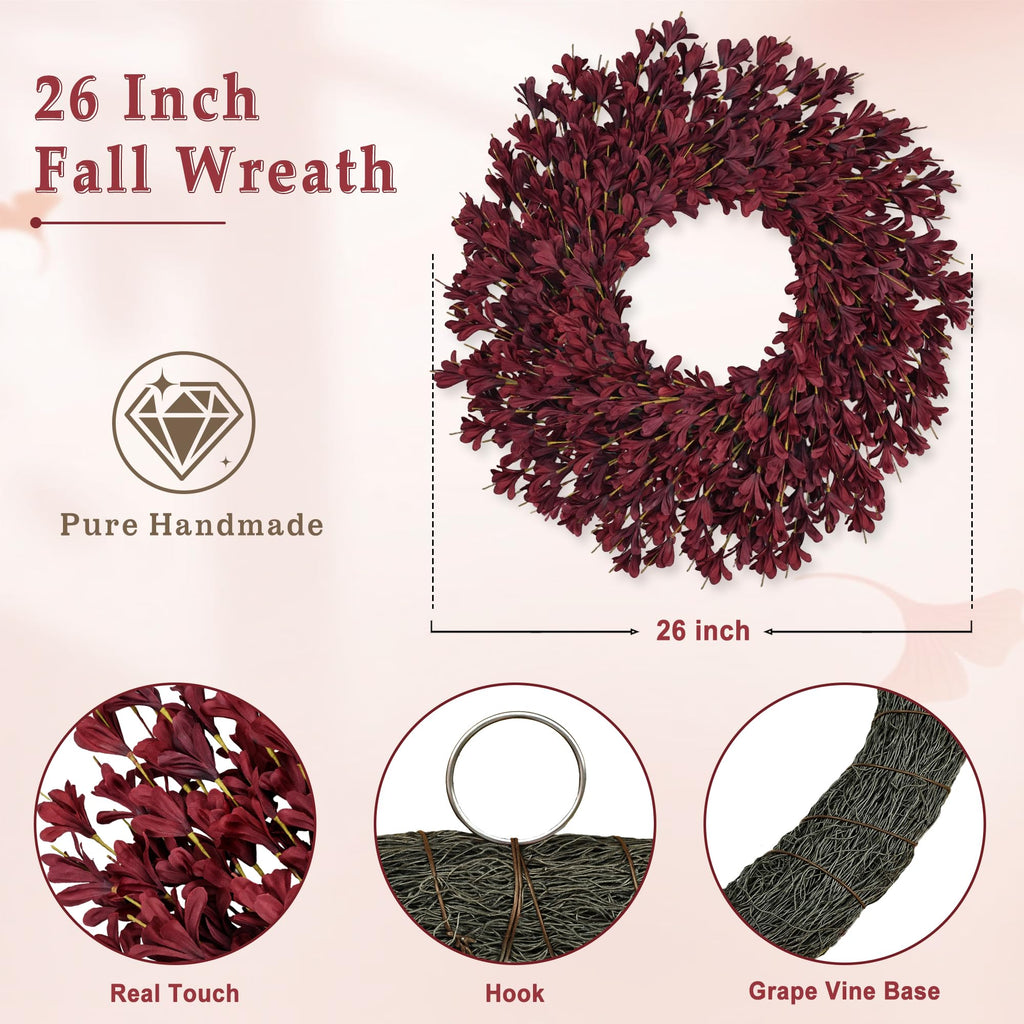 26 Inch Fall Wreaths for Front Door Large Full Autumn Wreath Outdoor Decor
