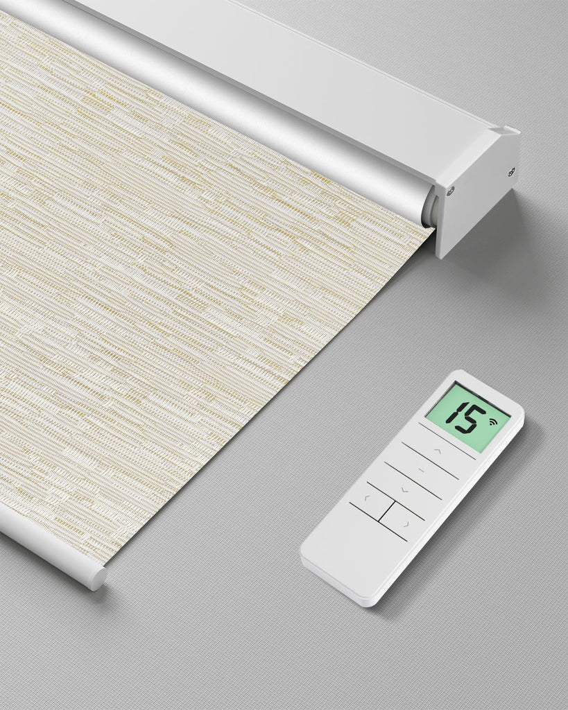 Motorized Roller Shade with Remote Control, Blackout Electric Shade for Windows Compatible with Alexa Google via Hub