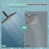 12 Inch Rain Shower Head 304 Stailess Steel Matte Black High Pressure Rainfall Showerhead Water Saving