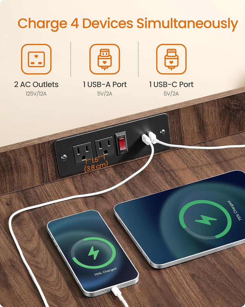Modern Dog Crate Furniture, Charging Station, Flip-Up Hidden Door