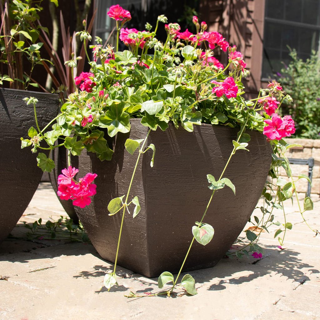 Modern Square Garden Planter, 20-Inch, Espresso