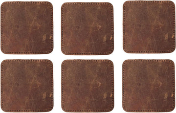 Coaster (3.5 inch) Geniune Leather Tea Coasters for Hot Water, Coffee, Beverage Beer Tea Cup Wine Luxarious - Set of 6