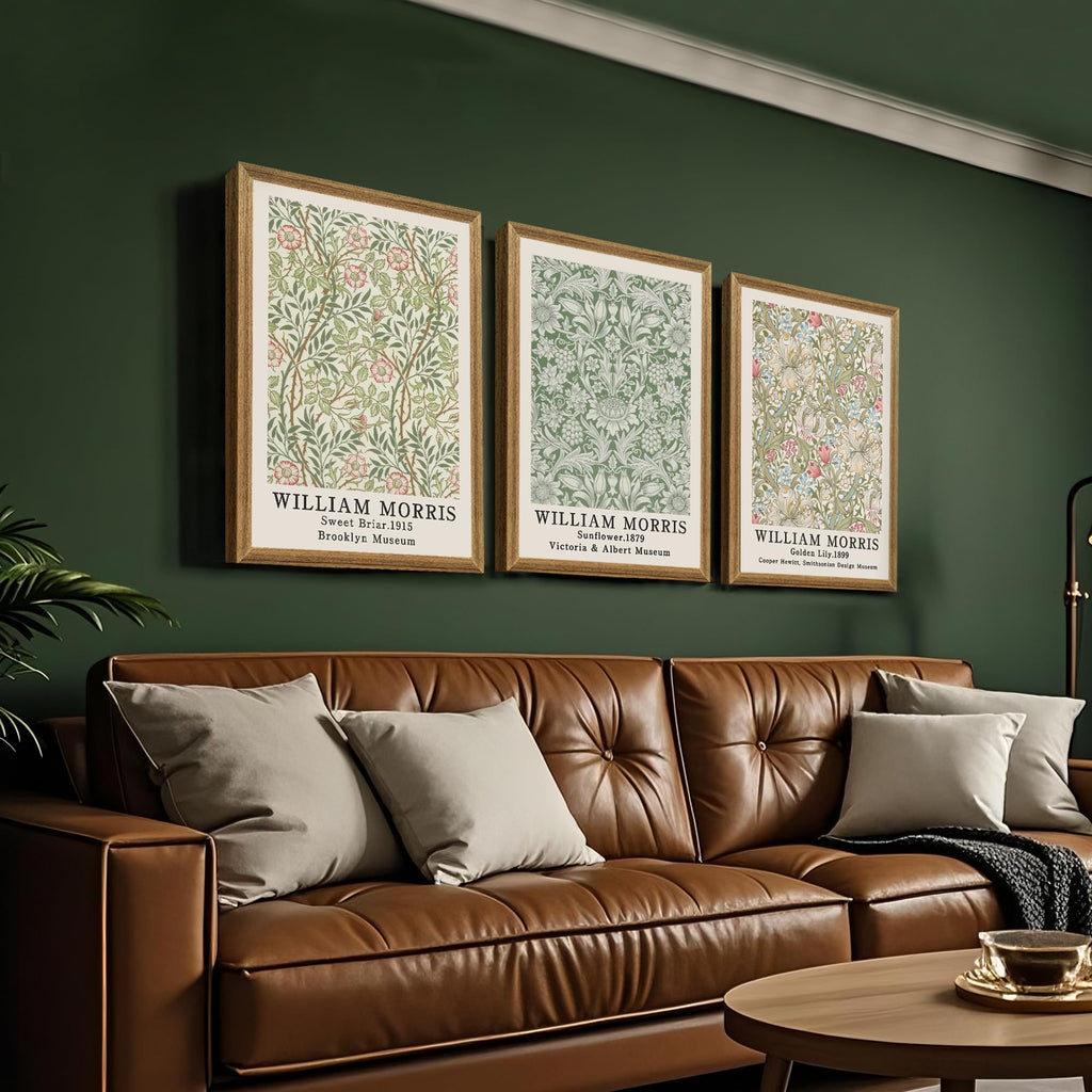 Framed William Morris Flower Pattern Canvas Wall Art 16x24 in x3