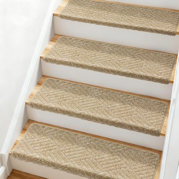 Bullnose Carpet Stair Treads 7 Pieces, 30"x9.5" Carpet Stair Treads for Wooden Steps Indoor with Bullnose Edge