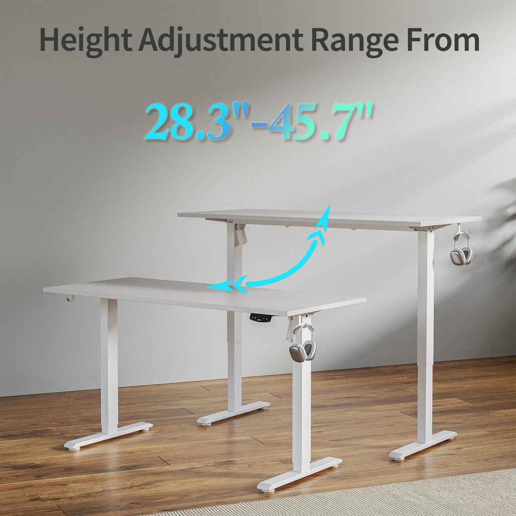 48 * 24 Inch Height Adjustable Electric Standing Desk, White