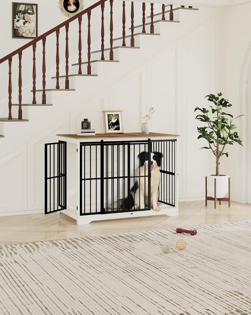 XXL Dog Crate Furniture Indoor Dog Kennel with Barn Door