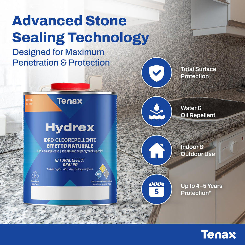 Hydrex Stone Sealer - Professional Penetrating Sealer for Granite, Marble, Natural Stone & Concrete - Stain & Water